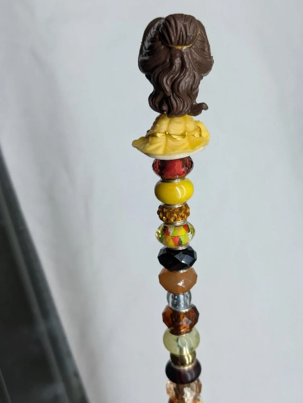 Hand Made Beaded Fairy Wand/Plant/Garden Stake W/Belle Topper